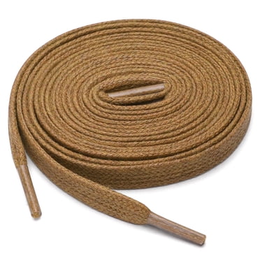 INSPIRE CHIC Unisex 2 Pairs Waxed Cotton Flat Shoelaces for Work Boots Casual Shoes Light Yellow Brown 60cm / 23.62"