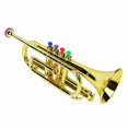 thumbnail image 1 of Gold Kid Trumpet Toy With 4 Colored Keys Great For Children's Music Education, 1 of 5