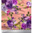 thumbnail image 1 of Soimoi polyester Crepe Fabric Leaves & Rose Flower Print Fabric by the Yard 42 Inch Wide, 1 of 3