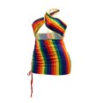 thumbnail image 5 of Female Dress Striped Halter Neck Sleeveless Hollow Out One-Piece, 5 of 5