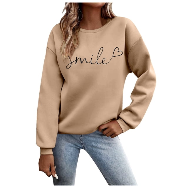 Chandail pour Femme Automne Superposition Haut Col Rond Chandail à Rayures Manches Longues Hauts Décontractés Tenue de Détente Confortable Chandail Manche Longue Femme Kaki P