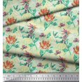 thumbnail image 3 of Soimoi Modal Satin Fabric Leaves & Floral Hand Drawn Printed Fabric 1 Yard 42 Inch Wide, 3 of 3