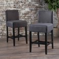 thumbnail image 2 of Counter Height Bar Stools Set of 2, Bar Stools with Footrest, Linen Fabric Upholstered Barstools with Back and Solid Wood Legs for Kitchen Island, Dining Room,Pub,Dark Gray, 2 of 5