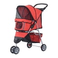 thumbnail image 1 of PawHut D00-041RD Poussette pour Animaux de Luxe Pliable à 3 Roues Transporteur pour Chien et Chat Marche Jogger Rouge, 1 of 9