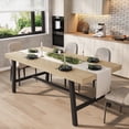 thumbnail image 4 of 71 Inch Modern Farmhouse Rectangular Dining Table, Adjustable Feet, Seats 6 to 8, Ideal for Kitchen Dining Living Room, Black Wood Color Brown Grey, 4 of 9
