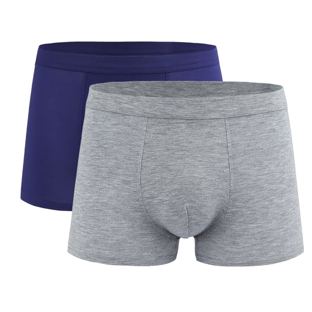 Plebaso Mens Underwear Boxer Briefs Comfortable Soft Underwear Short Leg Stretch Boxers for Men(2 Pack)