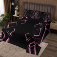 thumbnail image 2 of Erosebridal Pink Gradient Geometry Coverlet Set King, Chic Striped Bedding Set, Kids Teens, 3 Pieces, 2 of 5