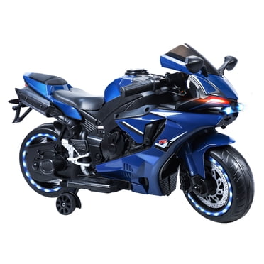 Moto Électrique pour Enfants, Vitesse jusqu'à 9 Mi/h Moto à Chevaucher avec Roues Auxiliaires de Sécurité, Moto Tout-Terrain Électrique pour Enfants (Batterie 12 V)