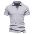 thumbnail image 1 of Birdeem Mode Hommes Décontracté Ajusté Col Rabattu Couleur Unie Manches Courtes T-Shirt Hauts Blouse, 1 of 9