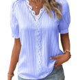 thumbnail image 1 of Chemisier Décontracté pour Femmes à Rayures Verticales, Manches Bouffantes, Style Élégant, Tenue de Vacances, 1 of 7