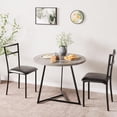 thumbnail image 1 of 3-Piece Round Dining Set for 2 - Compact 31.4" Rustic Gray Kitchen Table with Upholstered Chairs, Space-Saving Breakfast Set for Small Spaces, Apartments & Studio Living, 1 of 10