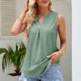 thumbnail image 2 of Timegard Womens Tank Tops Eyelet V Neck Ruched Tunic Tops Summer Beach Dressy Casual Solid Color Tee, 2 of 7
