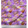 thumbnail image 1 of Soimoi Purple polyester Crepe Fabric Crab,Shell & Coral Ocean Decor Fabric Printed Yard 52 Inch Wide, 1 of 3