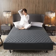 Wweixi Easy To Clean Mattress Pad Cover Made With Polyester For Enhanced Comfort Easy To Maintain Mattress Protectors dark grey