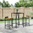thumbnail image 1 of vidaXL Table de Bar avec Dessus en Verre Noir 70x70x110 cm Rotin Poly, 1 of 4