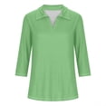 thumbnail image 4 of Vente Liquidation de Hauts pour Femmes! Polos à Manches 3/4 à Col en V pour Femmes, Hauts d'Été Décontractés, Col de Base, T-Shirts Mignons, 4 of 4