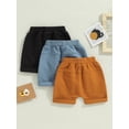 thumbnail image 3 of Gupgi 3 Pack Toddler Boy Shorts Set, Solid Loose Drawstring Shorts Kids Sports Short Pants, 3 of 8