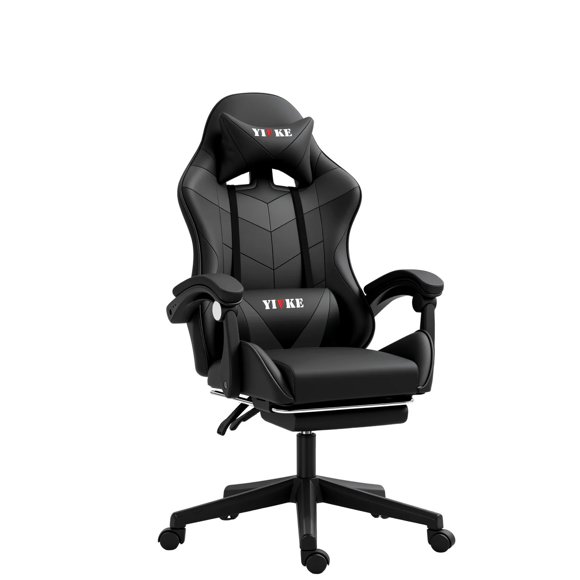 Yivke Gaming Chair, Ergonomic PU Leather Gaming Chairs for Adults 200lbs with Footrest and Massage Lumbar Support, Office Video Game Chairs with Adjustable Height and Backrest
