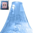 thumbnail image 2 of Easy Install Dome Mosquito Net for 1.5m-1.8m Beds, Breathable Polyester Ceiling Canopy with Retaining Ring, Portable Bed Net for Bedroom Living Room Rental Homes, Blue, 2 of 7