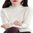 thumbnail image 1 of Women‘s Wool Sweaters Mock Turtle Neck Lightweight Long Sleeve Cozy Warm Fall Winter Pullover Tops, 1 of 7