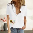 thumbnail image 2 of EQWLJWE Chemises pour Femmes Liquidation Femmes Manches Courtes Décontracté Femmes Imprimé Manches Courtes Ample Bouton Col Rabattu Chemise Blouse Unie Hauts, 2 of 8