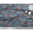 thumbnail image 3 of Soimoi Blue Poly Georgette Fabric Peacock & Fish Animal Skin Printed Fabric 1 Yard 42 Inch Wide, 3 of 3