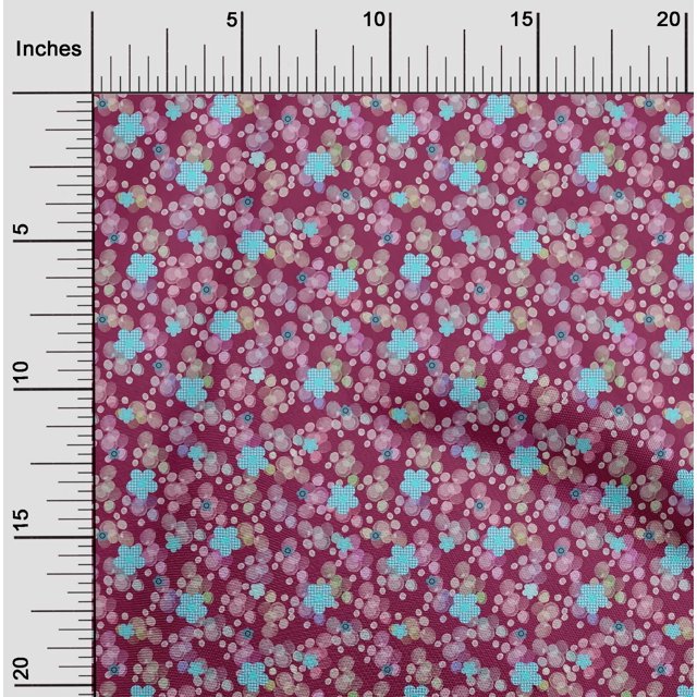 oneOone Viscose Chiffon Fabric Dot & Flower Floral Decor Fabric Printed BTY 42 Inch Wide
