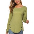 thumbnail image 5 of Long Sleeve Tops for Women Casual Solid Color O-Neck Pullover Long Sleeve Irregular Tops Blouse Tops for Women 3/4 Sleeve Casual Tops for Women Tops Long Sleeve, 5 of 5