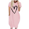 thumbnail image 1 of Pisexur Robe Maxi pour Femme Grande Taille Été Décontractée à Imprimé Cœur à Manches Courtes Col Rond Ample Unie Chemise de Nuit Plissée Robe de Sommeil Confortable avec Poches, 1 of 5