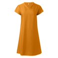 thumbnail image 4 of WILLBEST Robe d'Été Formelle pour Invité de Mariage d'Automne Dresses Robe en Lin pour Femmes Dresses Décontractée Col en V Robe Midi Manches Courtes Robe Ligne A Robe de Plage Sans Accessoires, 4 of 5