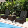thumbnail image 3 of Gymax 3PCS Patio Rattan Conversation Set Outdoor Furniture Set w/ Table Cushions, 3 of 10
