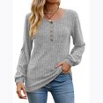 thumbnail image 4 of Besolor 2024 Chandails de Mode pour Femmes à Manches Longues Col Ras du Cou Décontractés Amples en Tricot Côtelé Chandails à Enfiler Hauts Gris, 4 of 7