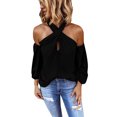 thumbnail image 1 of Pompotops Chemise Décontractée Sans Dos à Manches Longues Unie pour Femmes en Solde, 1 of 6