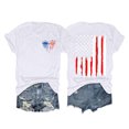 thumbnail image 2 of Hauts d'Été pour Femmes Jour de l'Indépendance Drapeau Col Rond Imprimé Lettre Manches Courtes T-Shirts pour Femmes Blanc S, 2 of 4