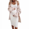 thumbnail image 2 of Robe Femme Enceinte Sans Manches Robe Courte Femme Enceinte Couleur Unie Tenue d'Été, Blanc, m, 2 of 6