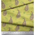 thumbnail image 2 of Toile de Coton Jaune Imprimé Feuille & Paisley par Yard 56 Pouces de Large, 2 of 3