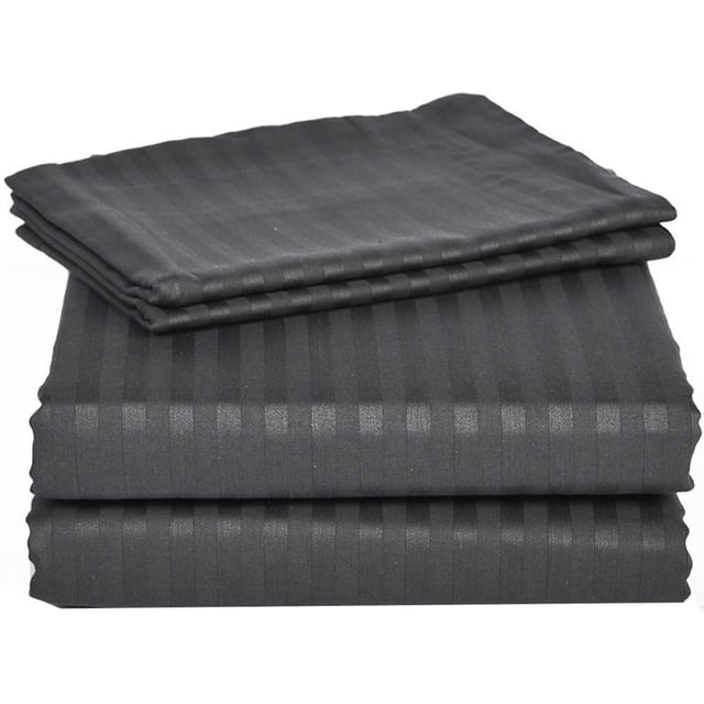 500 Thread Count 4 Piece Quality Sheet Set 12 Inch Deep Pocket 100% Egyptian Cotton Stripe Pattern