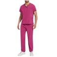 thumbnail image 2 of TIMIFIS Men and Women Scrub Set Stretch V-Neck Scrub Top and Drawstring Waist Joggers Pants Solid Color Comfort Fits Medicals Uniform with Pockets - Spring/Summer, 2 of 7