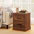 thumbnail image 4 of Gymax Set of 2 Drawer Nightstand Bedside Table Compact Sofa End Table Rustic Walnut, 4 of 10