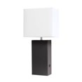 thumbnail image 1 of Elegant Designs Modern Leather Table Lamp with USB and White Fabric Shade, 1 of 7