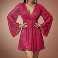 thumbnail image 4 of UPPADA Robe de Cocktail pour Femmes avec Paillettes Robe de Fête Décolleté en V Profond Robe à Manches Longues Ourlet Fluide Robe Portefeuille Robe Trapèze Aubaines Alin 2024 Ados, 4 of 7