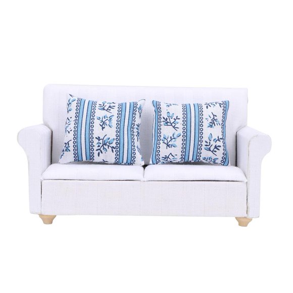 Greensen 1/12 Dollhouse Miniature Sofa Set Living Room Furniture Accessories, Miniature Sofa with Cushion, Dollhouse Furniture