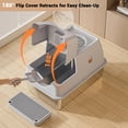 thumbnail image 3 of Bac à Litière Couvert en Acier Inoxydable – Bac à Litière pour Chat en Métal TG à Entrée par le Haut avec Couvercle Rabattable, Conception à l'Épreuve des Chiens, Couvercle Amovible et Pelle, Bac à Litière Fermé Facile à Nettoyer pour Grands Chats, 3 of 7