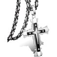thumbnail image 1 of Collier Croix en Acier Inoxydable 5 mm pour Hommes Femmes, Chaîne Byzantine, Pendentif Croix, Collier Roche, 56-71 cm, 1 of 6