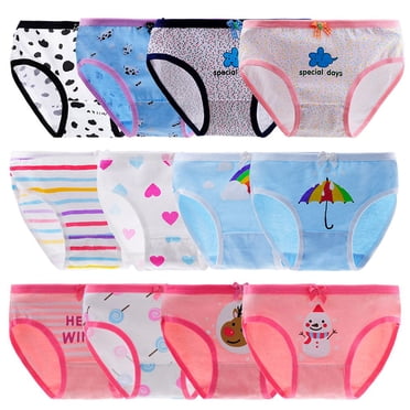 Hbhpov Culottes pour Bébé, Douces et Confortables, sous-Vêtements pour Filles, Assortiment de Culottes, Lot de 12, Tailles 2 à 14