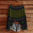 thumbnail image 2 of WTXUE Chandail Rétro Fair Isle Vintage pour Femmes à Imprimé Artistique, Chandail Léger Surdimensionné à Manches Longues, Col Rond, Chandail Mignon Vintage, Chandails Décontractés Amples en Tricot, Tuniques, Hauts Vert Noirâtre 3TG, 2 of 3