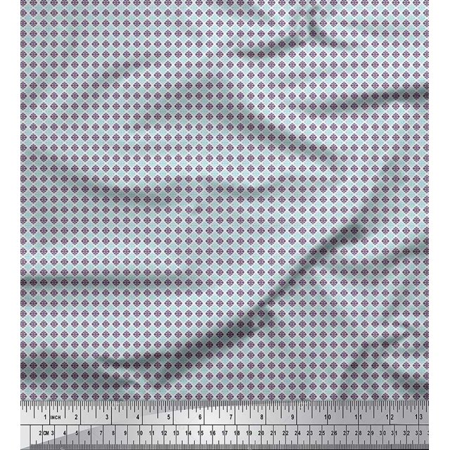 Soimoi Japan Crepe Satin Fabric Geometric Small Print Sewing Fabric Yard 42 Inch Wide