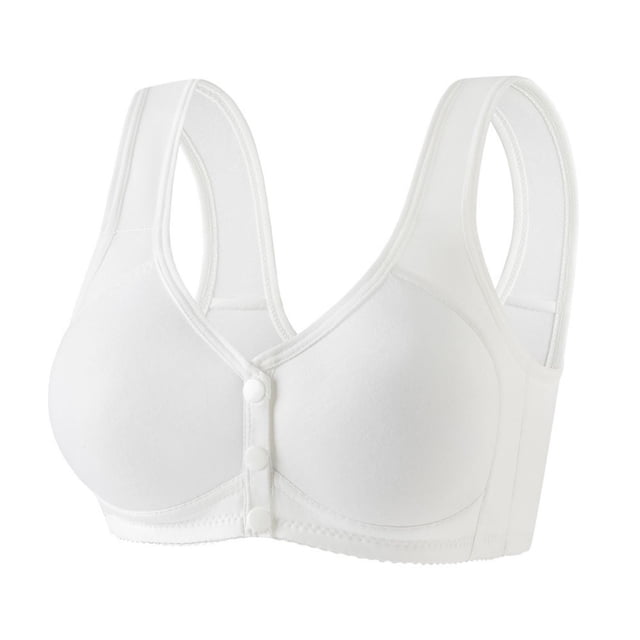 LOVZFMLL Plus Size Bras for Women Solid Color Comfort Soft Bra No Underwire Front Closure Full Coverage Everyday Bralettes White 5XL