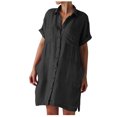thumbnail image 2 of Gspmoly Robes pour Femmes Grande Taille, Robe Chemise à Boutons pour Femmes Décontractée Ample à Col Rabattu à Manches Courtes avec Poches, Offres de Robes de Vacances pour Femmes, 2 of 9