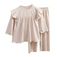 thumbnail image 1 of Zecgelong Kids Girls Soft Comfy Long Sleeve Solid Color Sleepwear Spring Summer Pajamas 2Pcs Set Girls Blouses Size 3-4 Years, 1 of 3